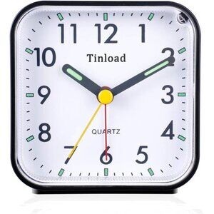 Small Travel Alarm Clock Silent Non Ticking Analog Battery Operated Desk Clock B